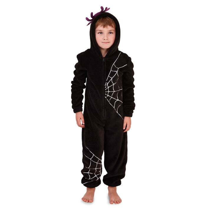 Picture of 04751 KIDS UNISEX BLACK WEB & SPIDER FLEECY JUMPSUIT/ONESIE